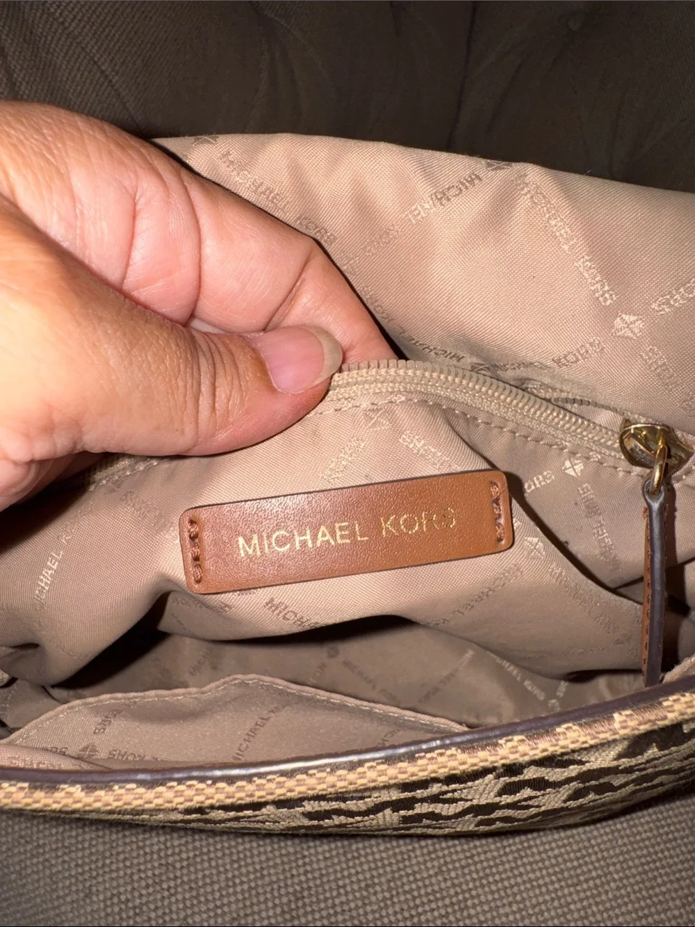 Michael Kors Tan Brown MK Logo Shoulder Bag